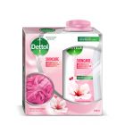 Dettol Shower Gel Skin Care Antiseptic With Flower And Sakura 250 Ml + Loofa - 1 Kit