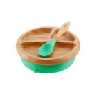 Avanchy Bamboo Plate With Spoon Green - 1 Pc