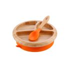 Avanchy Bamboo Plate With Spoon Orange - 1 Pc
