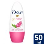 Dove, Antiperspirant, Deodorant Roll On, Go Fresh, 1/4 Moisturizing Cream, With Pomegranate & Lemon Scent - 50 Ml