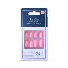 Jazly, Nails, Pink Color, Oval Shape, With Glue On The Nail, Model No. 1 - 24 Pcs