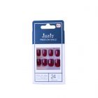 Jazly, Nails, Burgundy Color, Square Shape, With Glue On The Nail, Model No. 11 - 24 Pcs