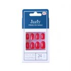 Jazly, Nails, Red Color, Oval Shape, With Glue On The Nail, Model No. 2 - 24 Pcs