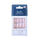 Jazly, Nails, Pink French Color, Oval Shape, With Glue On The Nail, Model No. 4 - 24 Pcs