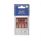 Jazly, Nails, Pink Glitter Color, Almond Shape, With Glue On The Nail, Model No. 10 - 24 Pcs