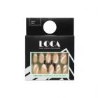 Loca, Nails, Number 25, Almond Shape, Beige & White Color - 24 Pcs