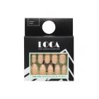 Loca, Nails, Number 26, Almond Shape, Beige With White Line - 24 Pcs