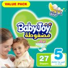 Babyjoy, Compressed Diamond Pad Diaper, Value Pack Junior, Size 5 14-23 Kg - 27 Pcs