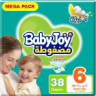 Babyjoy, Compressed Diamond Pad Diaper, Mega Pack Junior Xxl, Size 6, 16+ Kg - 38 Pcs