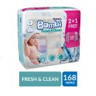 Sanita Bambi, Wet Wipes, Fresh & Clean - 168 Pcs