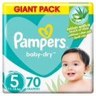 Pampers, Baby-Dry Diapers, With Aloe Vera Lotion And Leakage Protection, Size 5, 11-16 Kg - 70 Pcs