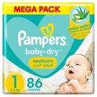 Pampers, Baby-Dry Newborn Diapers, With Aloe Vera Lotion & Wetness Indicator, Size 1, 2-5 Kg - 86 Pcs