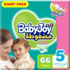 Babyjoy, Compressed Diamond Pad Diaper, Giant Pack Junior, Size 5, 14-23 Kg - 66 Pcs