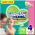 Babyjoy, Compressed Diamond Pad Diaper, Giant Pack Large+, Size 4+, 12-21 Kg - 70 Pcs