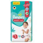 Pampers, Baby-Dry Pants, With Aloe Vera Lotion, Stretchy Sides, And Leakage Protection, Size 5, 12-18 Kg - 56 Pcs