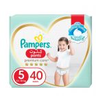 Pampers, Premium Care Pants Diapers, Size 5, 12-18 Kg, With Stretchy Sides For Better Fit - 40 Pcs