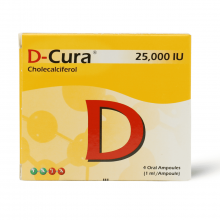 D-Cura 25,000 IU, Oral Ampoules, Vitamin D, For Bone Health - 4 Ampoules