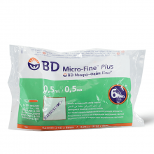 Bd, Micro Fine Plus, Insulin Syringe 31G, 0.5 Ml With Needle 6Mm - 10 Pcs