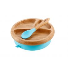 Avanchy Bamboo Plate With Spoon Blue - 1 Pc