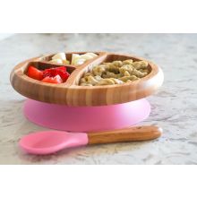Avanchy Bamboo Plate With Spoon Pink - 1 Pc