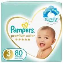 Pampers, Premium Care Diapers, Size 3, 6-10 Kg, The Softest Diaper And The Best Skin Protection - 80 Pcs