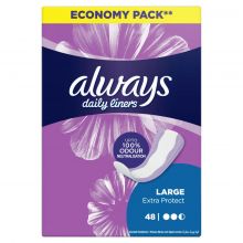 Always, Daily Liners Extra Protect Pantyliners, Large - 48 Pcs 