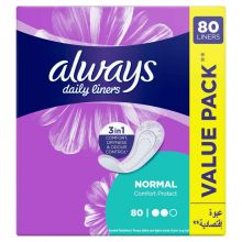 Always, Daily Liners Comfort Protect Pantyliners, Normal - 80 Pcs