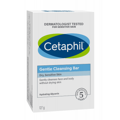Cetaphil, Gentle Cleansing Bar, Face & Body, Dry & Sensitive Skin - 127 Gm