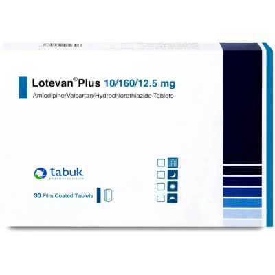 Lotevan Plus, AMlodipine, Valsartan And Hydrochlorothiazide, Antihypertensive, 10 Mg/160 Mg/25 Mg - 30 Tablets