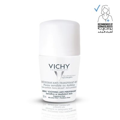 Vichy Deodorant Roll-On Skin 48 - Hour Delicate Antiperspirant For Sensitive & Depilated Skin- 50 Ml