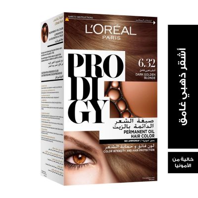L'Oreal, Prodigy Hair Dye Almond Dark Golden Blonde Color 6.32 - 1 Kit