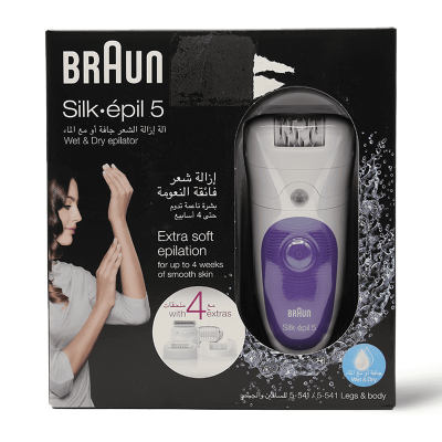 Braun, 5-541, Silk-Epil 5, Wet & Dry Cordless Epilator With 4 Extras Including A Shaver Head And A Trimmer Cap - 1 Device