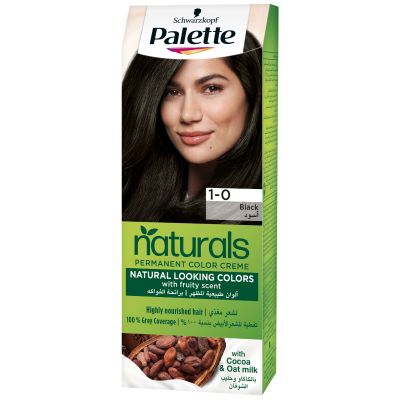 Palette, Permanent Naturals Hair Color Creme, with Cocoa Butter & Argan, 1-0 Black - 1 Kit