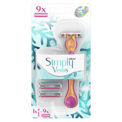 Gillette Venus Simply One Hand And 3 Blades 9 Cartridges - 1 Kit