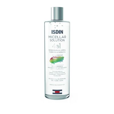 Isdin Micellar Solution 4X1 Removes Make Up Cleansing Tonifyies And Hydrate For Sensitive Skin - 400 Ml