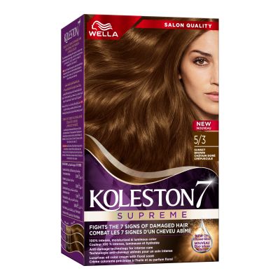 Wella, Koleston, Hair Color, Oil Color Cream, 5/3 Golden Sunset Brown - 1 Kit