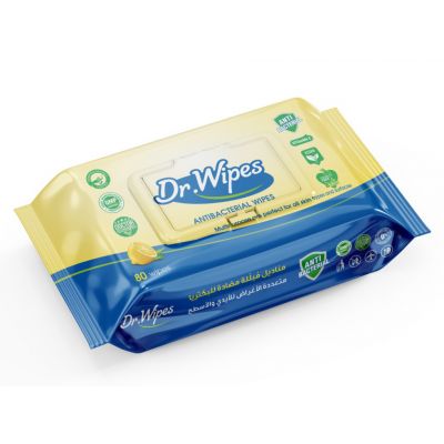 Dr. Wipes, Antibacterial Wipes, Skin & Surfaces - 80 Pcs