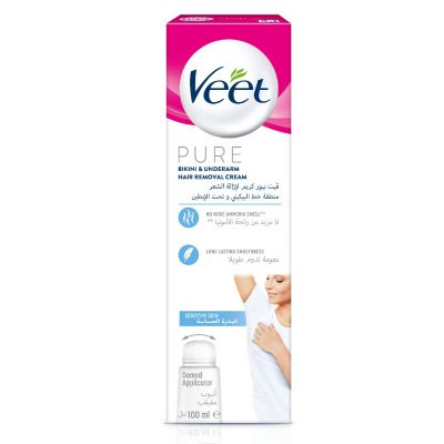 Veet Pure, Hair Removal Cream, Bikini & Underarm, Sensitive Skin - 100 Ml
