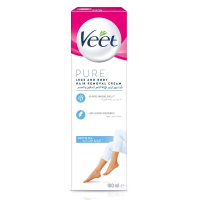 Veet Pure, Hair Removal Cream, For Legs & Body, Sensitive Skin - 100 Ml