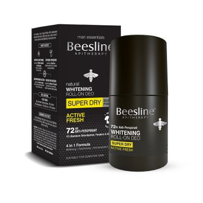 Beesline, Deodorant Roll-On,  Super Dry, Active Fresh, 72 Hrs. Protection, For Men - 50 Ml