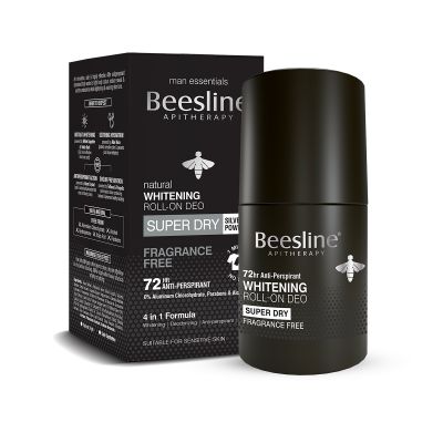 Beesline, Deodorant Roll-On, Super Dry, Fragrance Free, 72 Hrs. Protection, For Men - 50 Ml