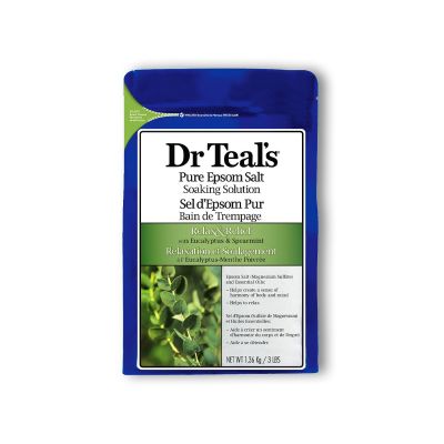 Dr Teals, Bath Salt, Soaking Solution, Pure Epsom, Relax & Relief, Eucalyptus & Spearmint - 1360 Gm