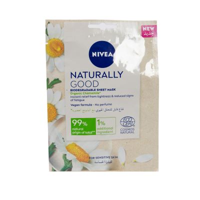 Nivea, Biodegradable Sheet Mask, Naturally Good, Organic Chamomile, Sensitive Skin - 1 Kit
