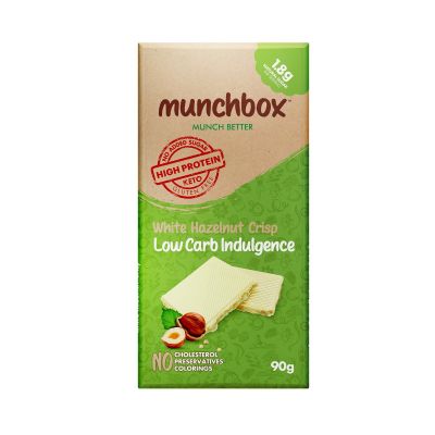 Munchbox, White Chocolate Crisp, With Hazelnut, Low In Carbohydrate, Gluten Free - 90 Gm
