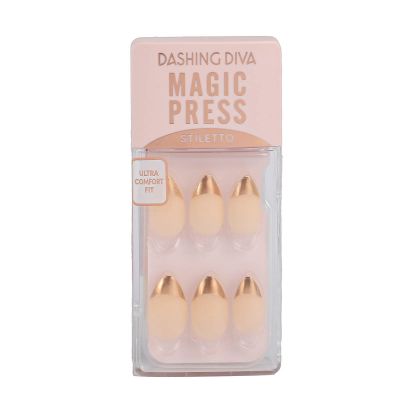 Dashing Diva, Magic Press, Nails, Stiletto, Gold Edge Rose French - 1 Kit
