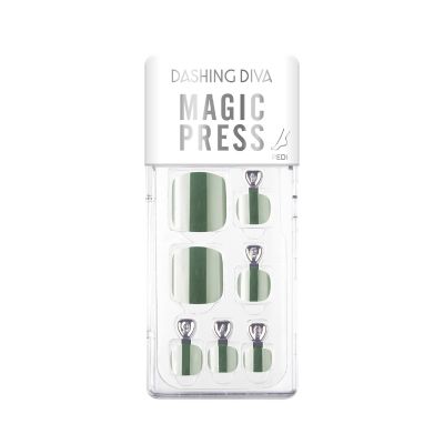 Dashing Diva, Magic Press, Toe Nails, Metallic Silver Green - 1 Kit