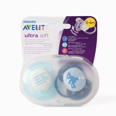 Avent, Baby Pacifiers, Ultra Soft, 0-6 M, Boy - 2 Pcs