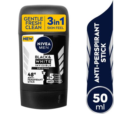 Nivea, Deodorant Stick, Black & White 3 In 1, for Men - 50 Ml