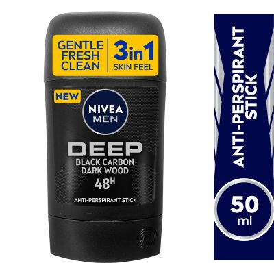 Nivea, Deodorant Stick, Deep Black Carbon 3 In 1, for Men - 50 Ml