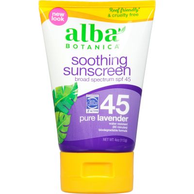 Alba Botanica, Sunscreen Lotion, Spf 45, Soothing - 113 Gm